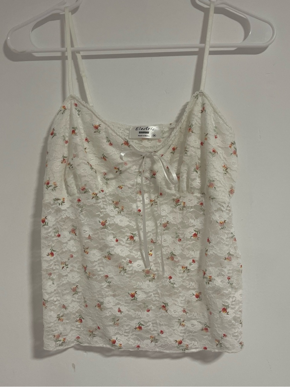 Electric Behavior White Floral Lace Cami Top